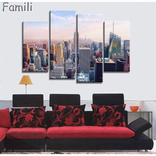 4pcs Pantings On The Wall Art Canvas Painting New York City Wall Pictures For Living Room Cuadros Decoration Home Decor No Frame
