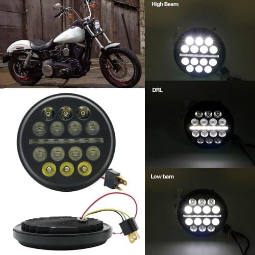 5 3/4" MOTORCYCLE PROJECTOR MOTO LED HEADLIGHT for HONDA VTX 1300 1800 5.75" HeadlampHarley Sportster Iron 883 1200 Dyna