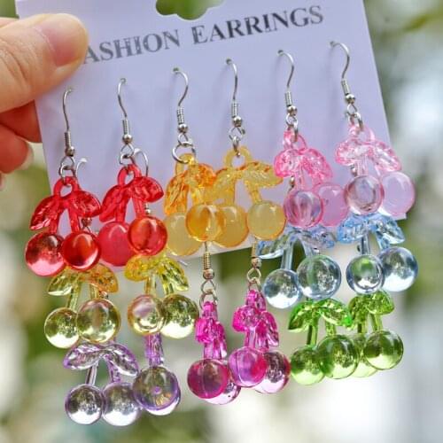 MINHIN 8Pairs Cherry Earrings Set for Girls Summer Boho Flowers Butterfly Dangle Earrings Party Jewelry Kids Earring Gift