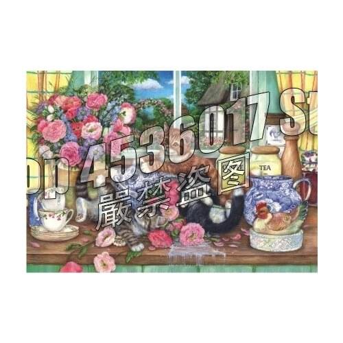 Diy Diamond Painting Art Kittens in the Kitchen dog cat Cross Stitch Diamond Embroidery full Mosaic Paintings Home Decor Gifts