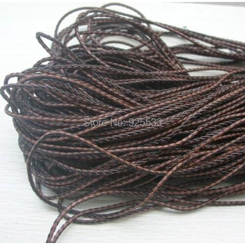 Free shipping 20m black & brown braid PU leather Beading Cord 3mm dia. Beading Wire Handcraft Accessory for bracelet & necklace