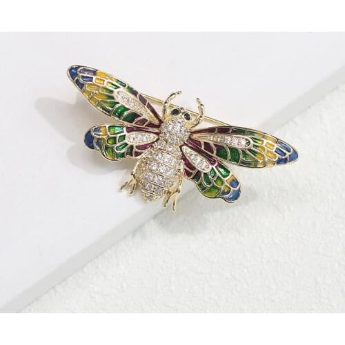 Brand Crystal Rhinestones and Enameled Bee Brooch Pins for Women Fashion Costume Jewelry Accessories