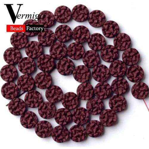 Natural Red Wine Flat Round Nanotech Rubber Hematite Stone Beads For Jewelry Making 8mm Loose Beads Diy Bracelet Accessories 15"