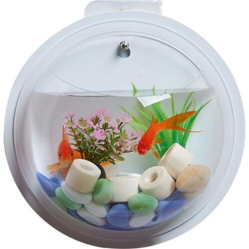 Fish Bowl Acrylic Wall Hanging Fish Tank Aquarium Vase Plant Decorative Flower Pot Transparent Dust Ball Cover Fish Bowl