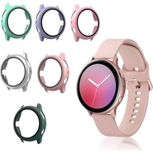 Case for Samsung Galaxy Watch Active 2 40mm Full Coverage Bumper Case with Tempered Glass Screen Protector