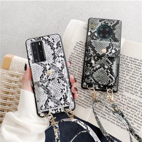 Luxury crocodile pattern crossbody chain phone case for huawei NOVA7 pro 7SE P40 P30 MATE30 pro nova6 nova5 Bee cover snake case