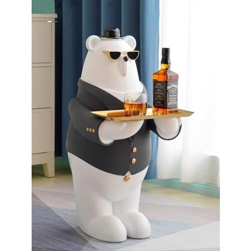 Home Decor Cartoon Statues 69cm Polar Bear Tray Decoration Accessorie Living Room Large Landing Doll Housewarming Gift Figurines