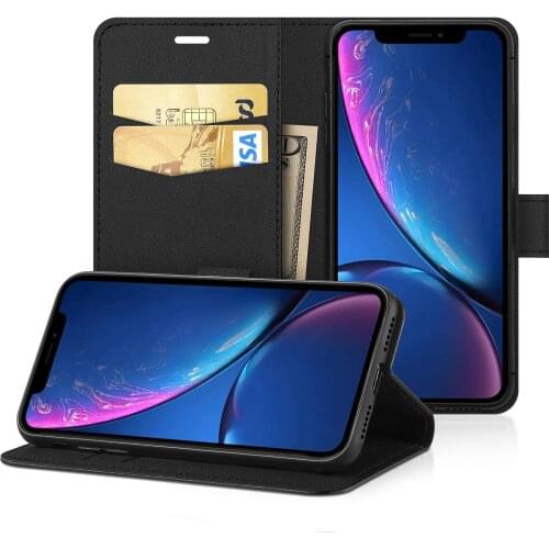 EasyAcc Case for iPhone XR Case PU Leather with Card Holders and Folding Bag Mobile Phone Case for iPhone XR - Black