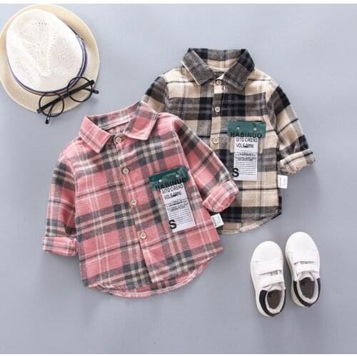 F Kids Shirt Clothes Spring Thin Blouses Clothing Infant Boy Plaid Cotton Tops 1 2 3 4 Years Kids Long Sleeves Shirt