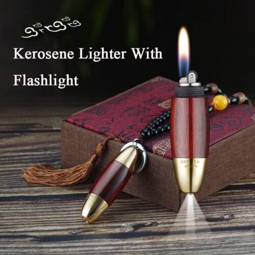 Mini Sandalwood Kerosene Lighter Gasoline Cool Creative Candle Vintage Lighters With Flashlight Dropship Suppliers