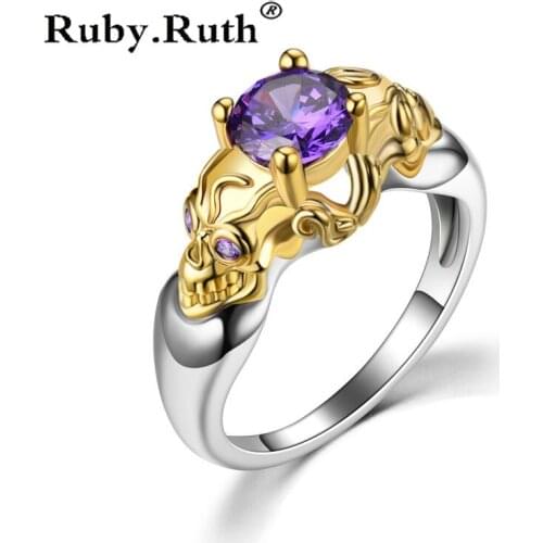 Skull Rings Fashion Gold Punk Skeleton CZ Zircon Ring For Women Mens jewelry Dropshipping