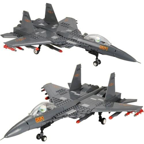 Building Blocks 285Pcs Military Series J15 Carrier-based Fighter Assembly MOC Airplane Model Toys For Collection Gifts