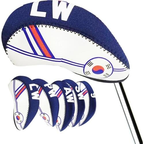 Korea Flag Golf Headcovers 10pcs 한국 국기 골프 채 철장 갑 Blue White Iron Head Protector For Golfer Gift Accessories Free shipping