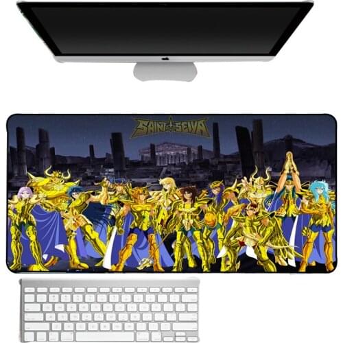 MRGLZY Anime Saint Seiya Golden Saint Oversized Mouse Pad big Gaming Keyboard Pad Natural Rubber, Office Desk Mat with Seam