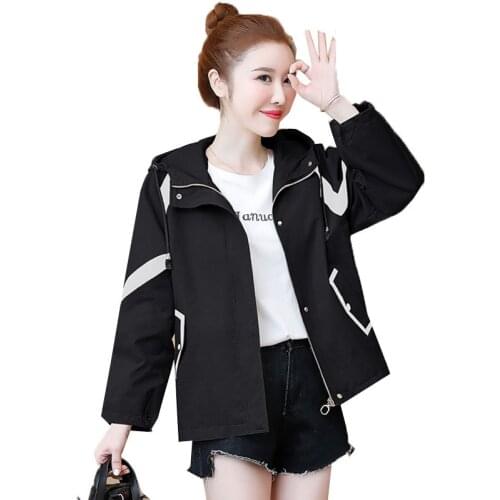 New 2021 Womens Loose Short Coat Spring Autumn Plus Size Ladies Jacket Zipper Hooded Casual Female Windbreaker Outerwear A102