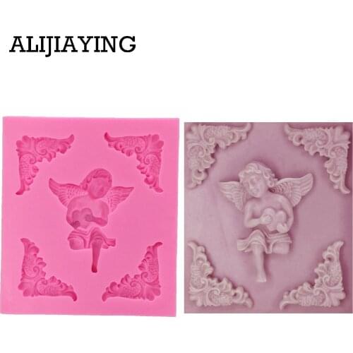 M1244 1Pcs Angel Frame cooking tools decoration Silicone Fondant Sugar Craft Molds DIY Cake candy chocolate Decorating tools