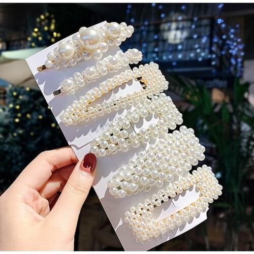 Fashion Girl Elegant Pearls Hair Clips Alloy Barrettes Girls Hair Accessories women HairPins Hair Accessories