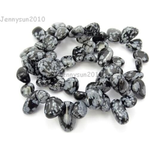 Natural Snow Flake Gems Stone Freeform Flat Teardrop Drop Barpque Beads 16'' Jewelry Making Crafts 5 Strands/Pack