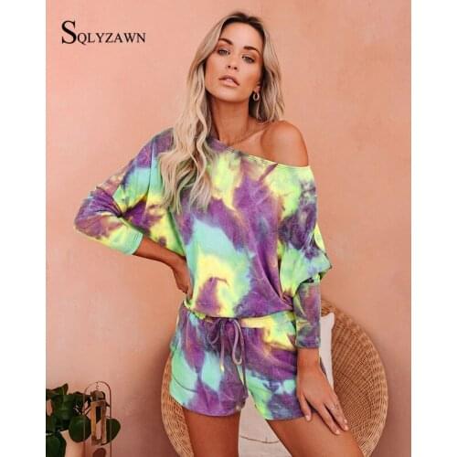New Popular 2 Piece Outfits for Women Fashion Summer Tie Dye Gradient Homewear Casual Tshirt Shorts Sports Tracksuits Sleepwear