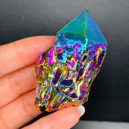 NEW!!!Rainbow Angel Aura Quartz Electroplated Crystal Cluster