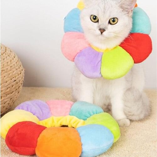 Pet Elizabeth Circle Cat Wound Healing Medical Anti Bite Sun Flower Collar Cat Lick and Bite Dog Collar Cat Headgear Shame Ring