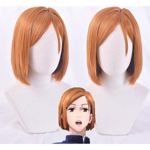 Kugisaki Nobara Wig Short Orange Brown Wig Anime Fushiguro Megumi Cosplay Hair Synthetic Cosplay Wig 50cm