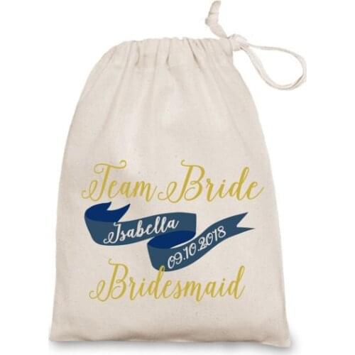 Personalized names wedding bridesmaid thank you drawstring keepsake Candy treats favor bags Bachelorette bridal party gift sacks