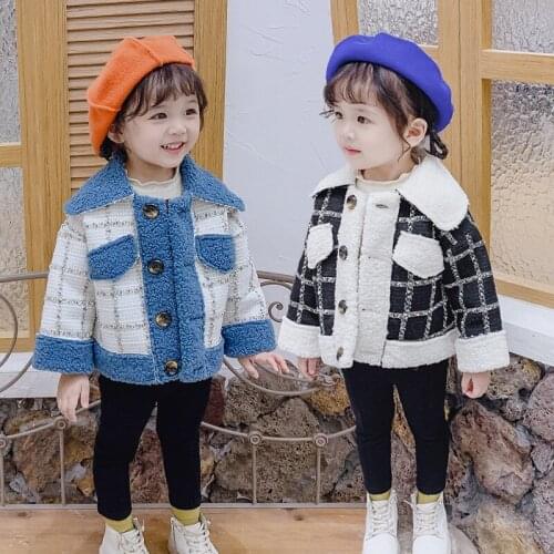Plaid Wool Coat For Girls Fashion Double-breasted Jackets Kids Outerwear Autumn Thick Winter Clothes For Girls 6 8 10 12 14 Year