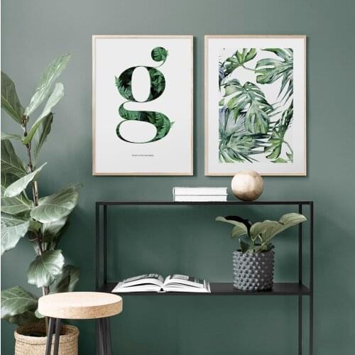 Nordic Palm Leaf Plant Quotes Wall Art Print Paper Painting Nordic Posters And Prints Wall Pictures For Living Decor