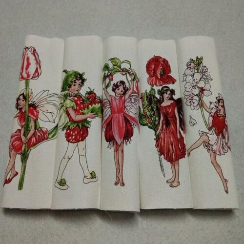 Special Sales! 15x15cm Cotton Linen Cartoon Flowers Angel fabric Patchwork tissue for sewing bag Cushions Handmade fabric Cloth