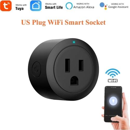 WiFi Smart Socket Mobile Remote Control Tuya Smart Life APP Timing Plug Voice Control Socket US Plug,Work with Alexa Google Home