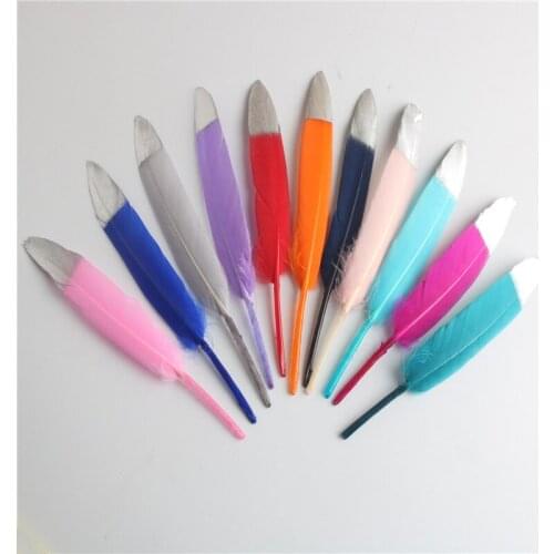 20pcs/lot High Quality Silver Goose Feathers 10-15cm / 4-6in Gold Feathersr Jewelry DIY Decoration Accessories Plume