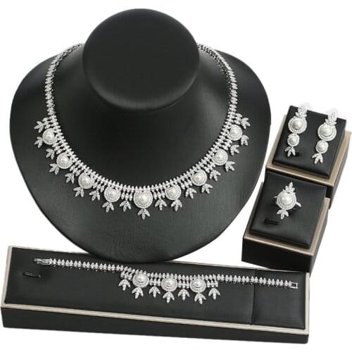 EYER AAA CZ Luxury Women Wedding Jewelry Sets Cubic Zirconia Necklace Earrings Bacelet Ring For Bride Engagement Banquet Jewelry