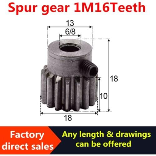 1pcs 1 Modulus 16 Teeth Motor carbon Steel Gear Wheel Top Screws 6/6.35/8mm Hole