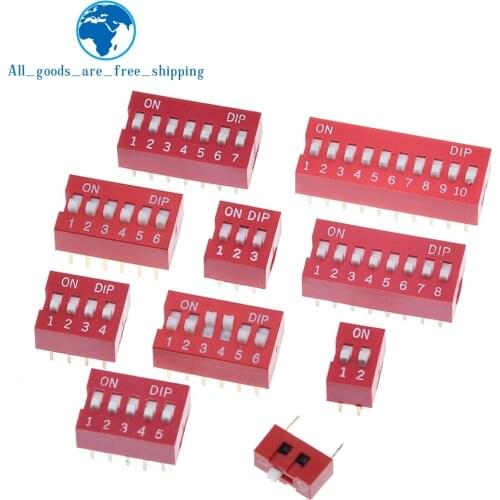 10pcs Slide Type Switch Module 1 2 3 4 5 6 7 8 10PIN 2.54mm Position Way DIP Red Pitch Toggle Switch Red Snap Switch Dial Switch