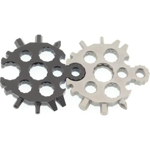 20 In 1 Multi-Tool Stainless Steel Snow Shape Flat Cross Head Screwdriver Allen Key Spanner Key Chain Tool For Backpack