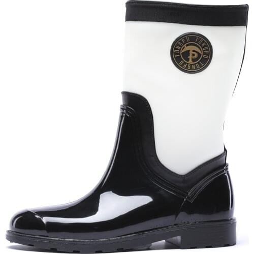 253-292 TONGPU Ladys Half Waterproof Rain Boots with Soft Translucent Upper