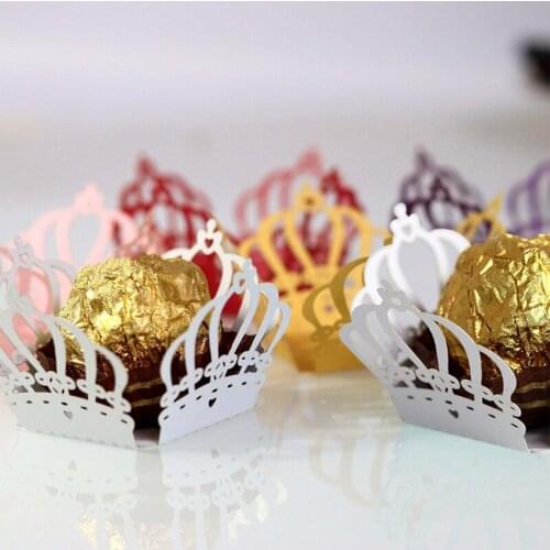 50Pcs/lot Crown Heart Laser Chaocolate Decorative Paper Bar Candy Ferrero Beautiful Paper Lace Paper Wedding Party Favor