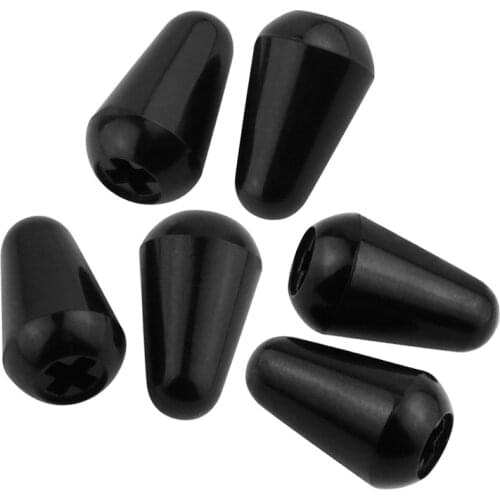 NEW 6pcs Plastic Electric Guitar 5 Way Switch Knobs Tip Cap Buttons ,Black