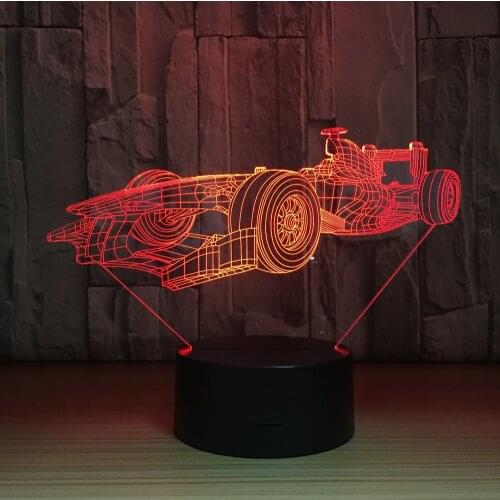 7 Colors Changing Led Night Light 3D F1 Racing Car Modelling Luminarias Modern Bedroom Atmosphere Desk Lamp Usb Decor Kids Gifts