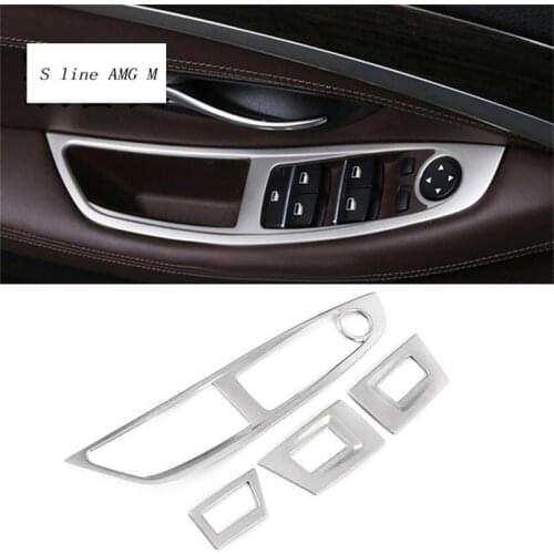 Car styling Window Lifter Control Frame Window Switch Decor Armrest Panel Cover Sticker for BMW F10 5 series Accessories LHD