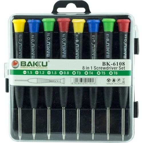 BAKU BK-6108 8 IN 1 PRECISION SCREWDRIVER SET (1.5-1.2-0.8 -- T3-T4-T5-T6)