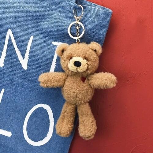 Cartoon Bag Pendant Bear Key Chain Animal Cute Plush Dolly Toy Keychain Gold Car Keyholder Backpack Accessories Souvenir Gift