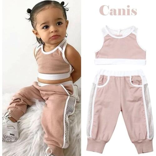 Pudcoco US Stock Newborn Kids Baby Girl Clothes Vest Tops Long Pants Outfits Clothes Sportswear Summer Clothes For Kids Girl