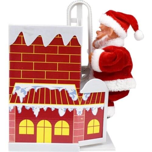 Electric Toys Santa Claus Climbing Chimney Doll With Music Children Kids Christmas Gifts New Year Gifts Decoration Ornaments Toy