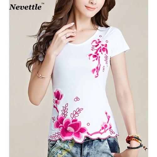 T Shirt Women Plus size Basic Tshirt White 100% Cotton High quality Embroidery Summer Ladies Tops Casual 4XL 5XL Short sleeve