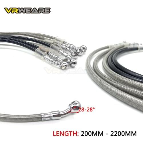 200-2200MM Motorcycle Hydraulic Brake Hose Line Black Silver Braided Cable 10mm Banjo Pipe For Suzuki Kawasaki Yamaha Honda ATV