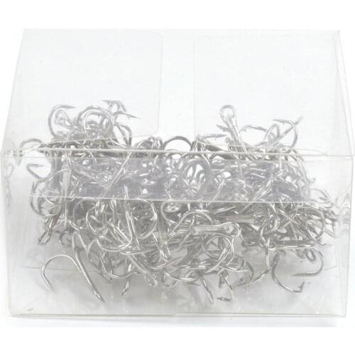 Hot-100pcs 6# Fishing Hook High Carbon Steel Treble Hooks Fishing Tackle Silver