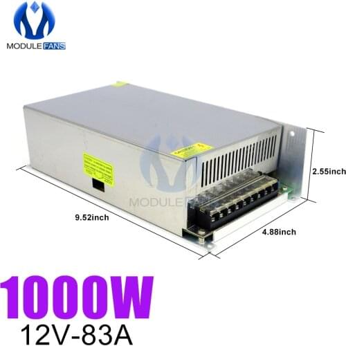 AC To DC 12V Switching Power Supply S-1000-12 Metal Shield 83A/1000W LED Security Monitoring Voltage Regulator Stabilizer
