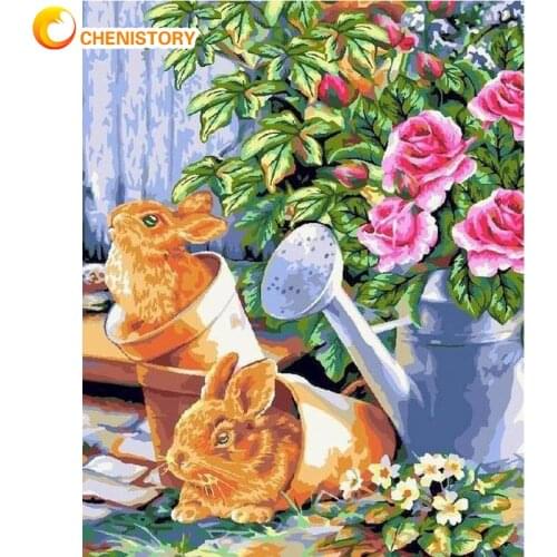 CHENISTORY Oil DIY Painting By Numbers Flower Pictures Coloring On Canvas Home Decor Acrylic Paint Wall Adults Kits For Room Art
